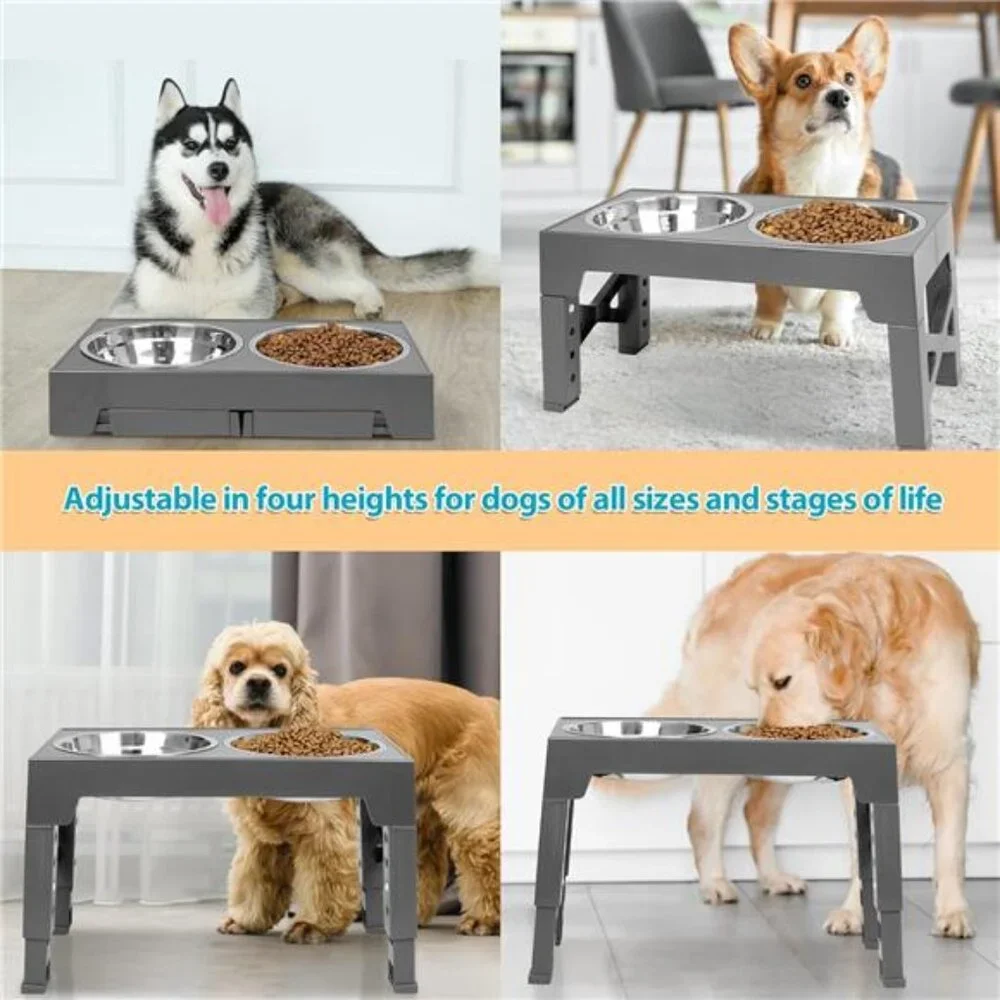 Elevated Dog Bowls with 2 Stainless Steel Dog Food Bowls, Raised Dog Bowl